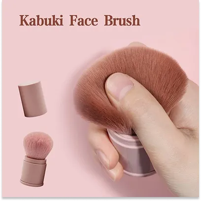 [Gangnam Isle] Portable Makeup Brush – Retractable Kabuki Design (Dusty Pink)