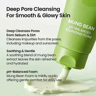 [BEPLAIN] Mung Bean Ph Balanced Cleansing Foam 80ml — view 3