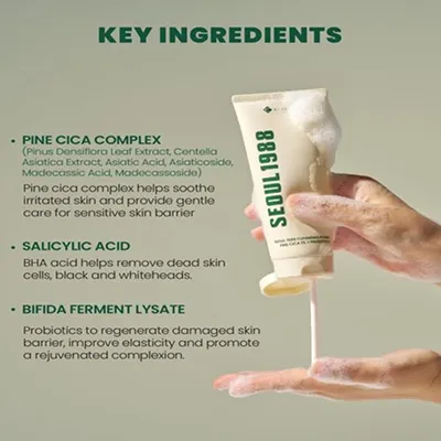 [KSECRET] SEOUL 1988 Cleansing Foam: Pine Cica 1% + Probiotics 150ml — view 3
