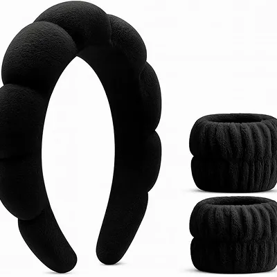 [GANGNAM ISLE] Plush Headband & Wrist Washband Set 3 PCS