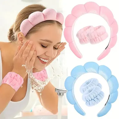 [GANGNAM ISLE] Plush Headband & Wrist Washband Set 3 PCS