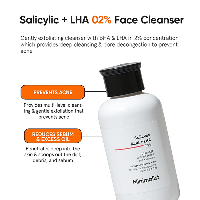 [MINIMALIST] Salicylic Acid + LHA 2% Face Cleanser 250ml
